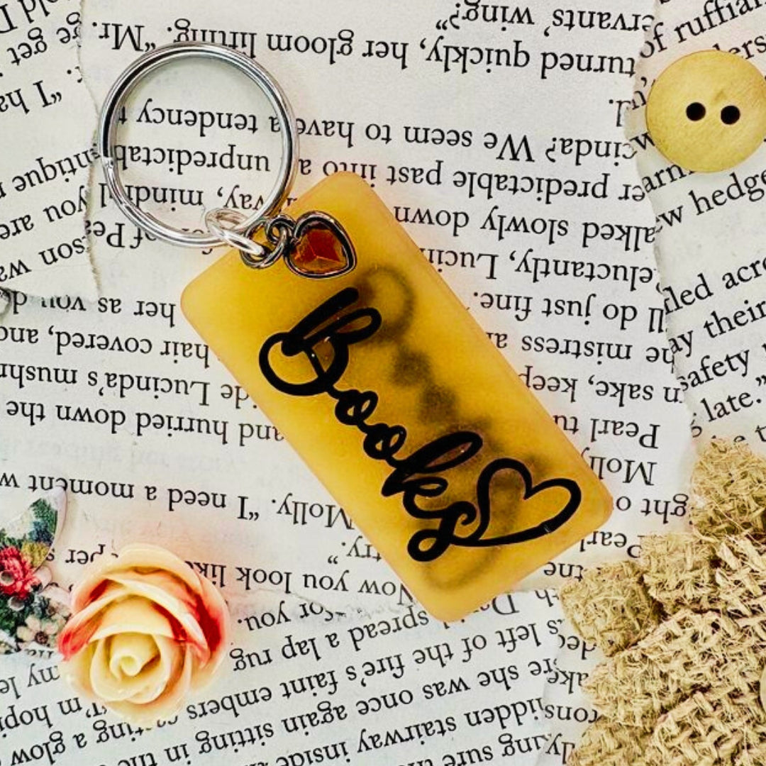 Orange “Books” Keychain