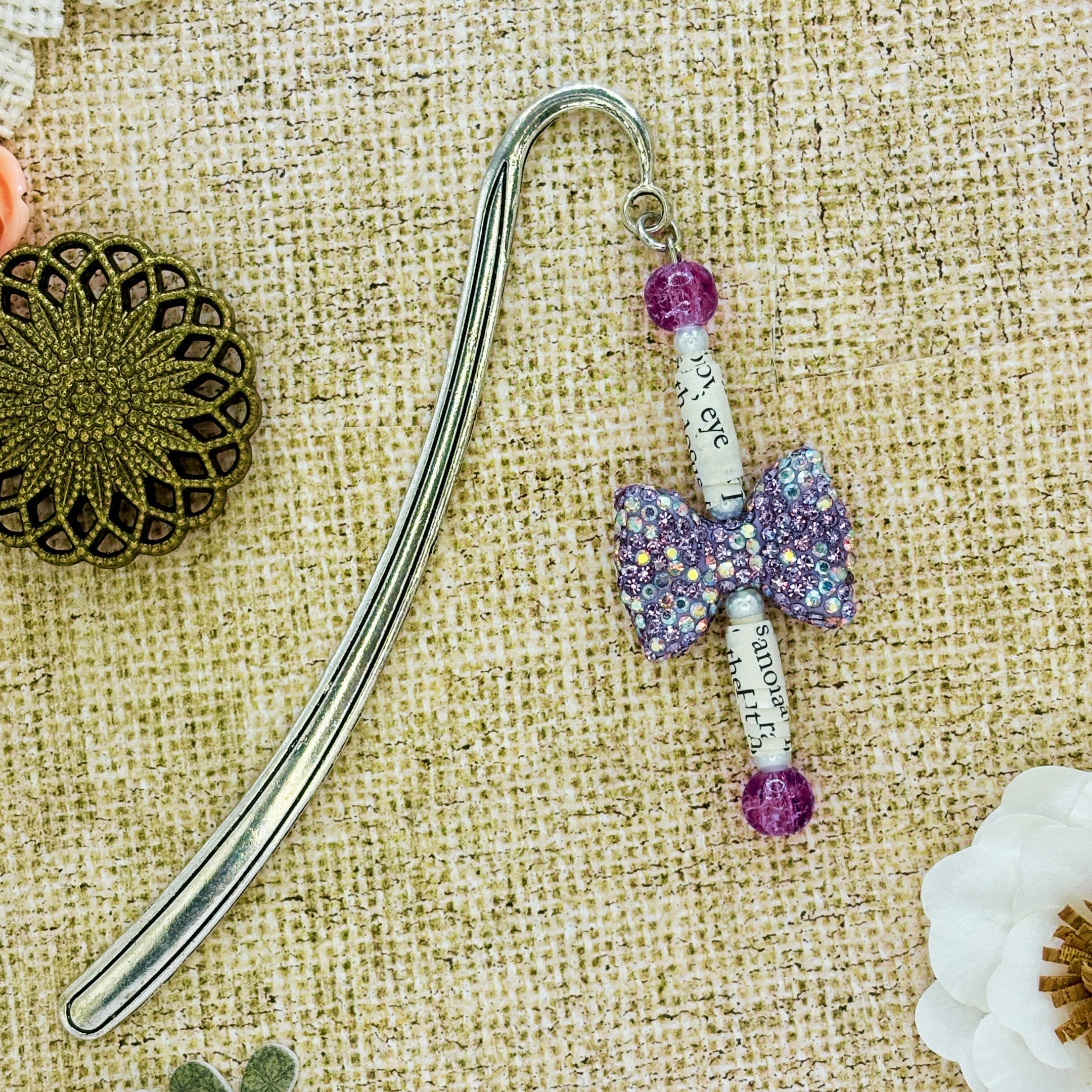 Purple Bow Metal Bookmark