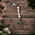 Tan "Cross" Keychain