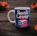"Book Lover" Pink Purple Print Mug 12oz