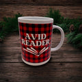 "Avid Reader" Holiday Flannel Mug 15oz