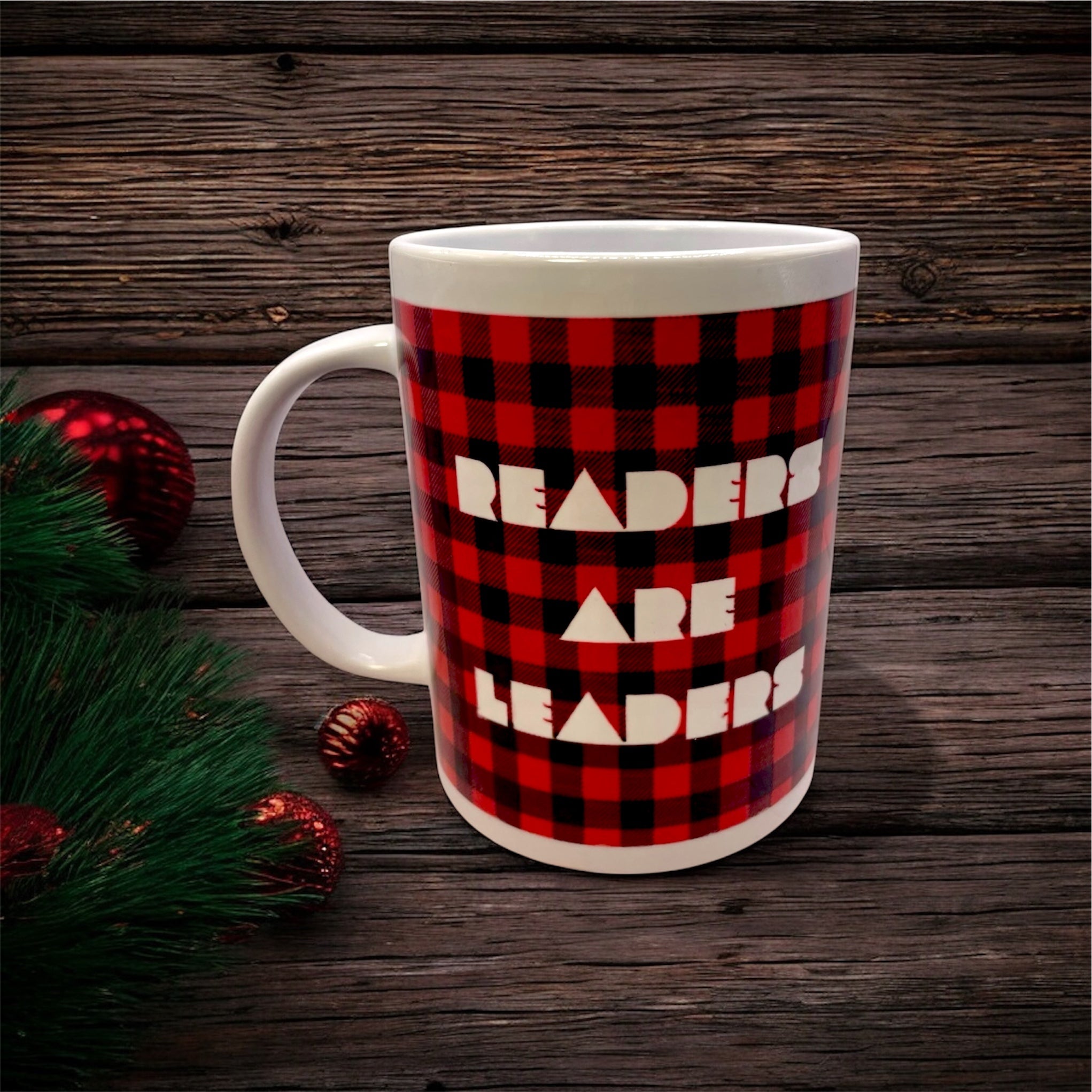 "Readers are Leaders" Holiday Flannel Mug 15oz