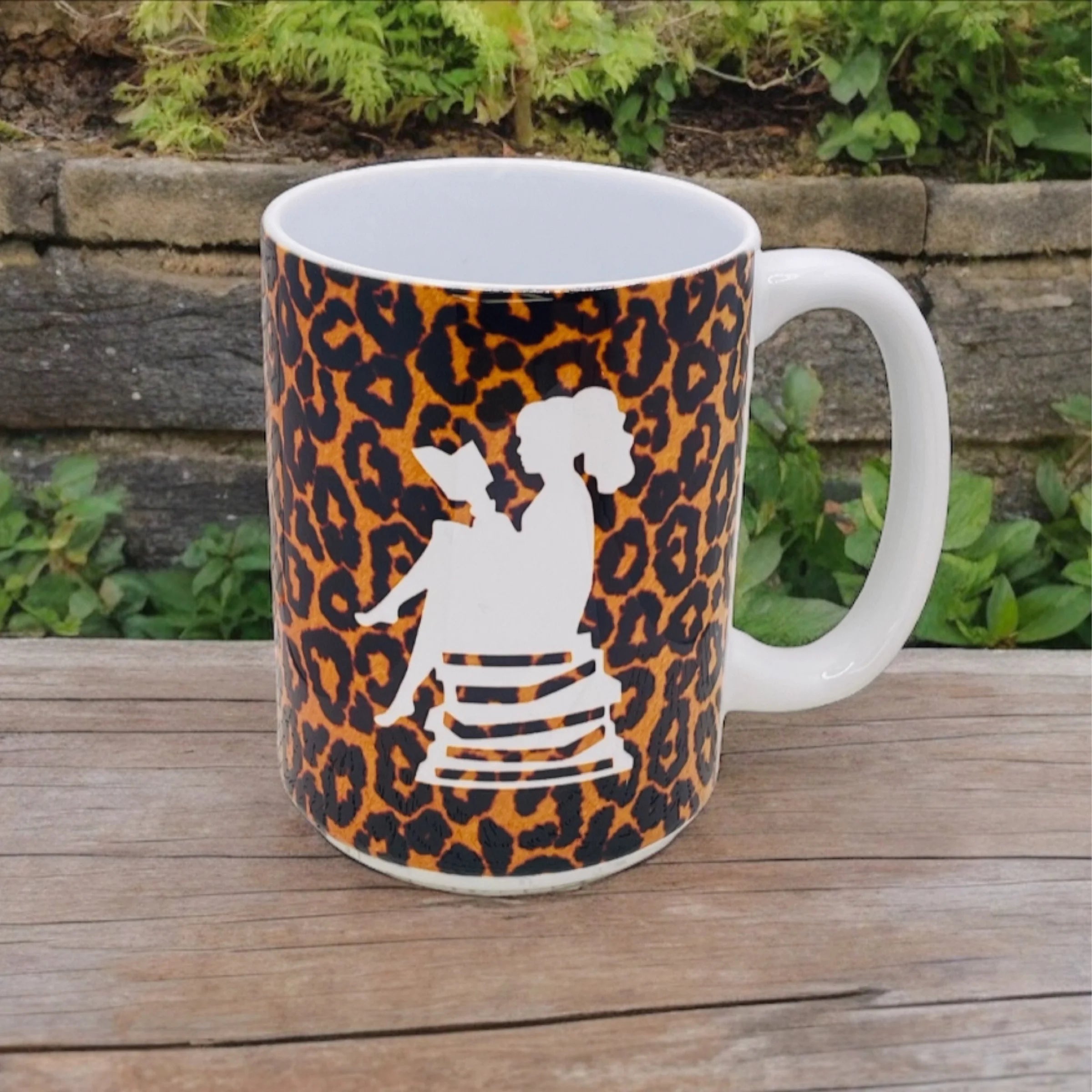 Cheetah Print Reader with Ponytail Mug (15 oz)