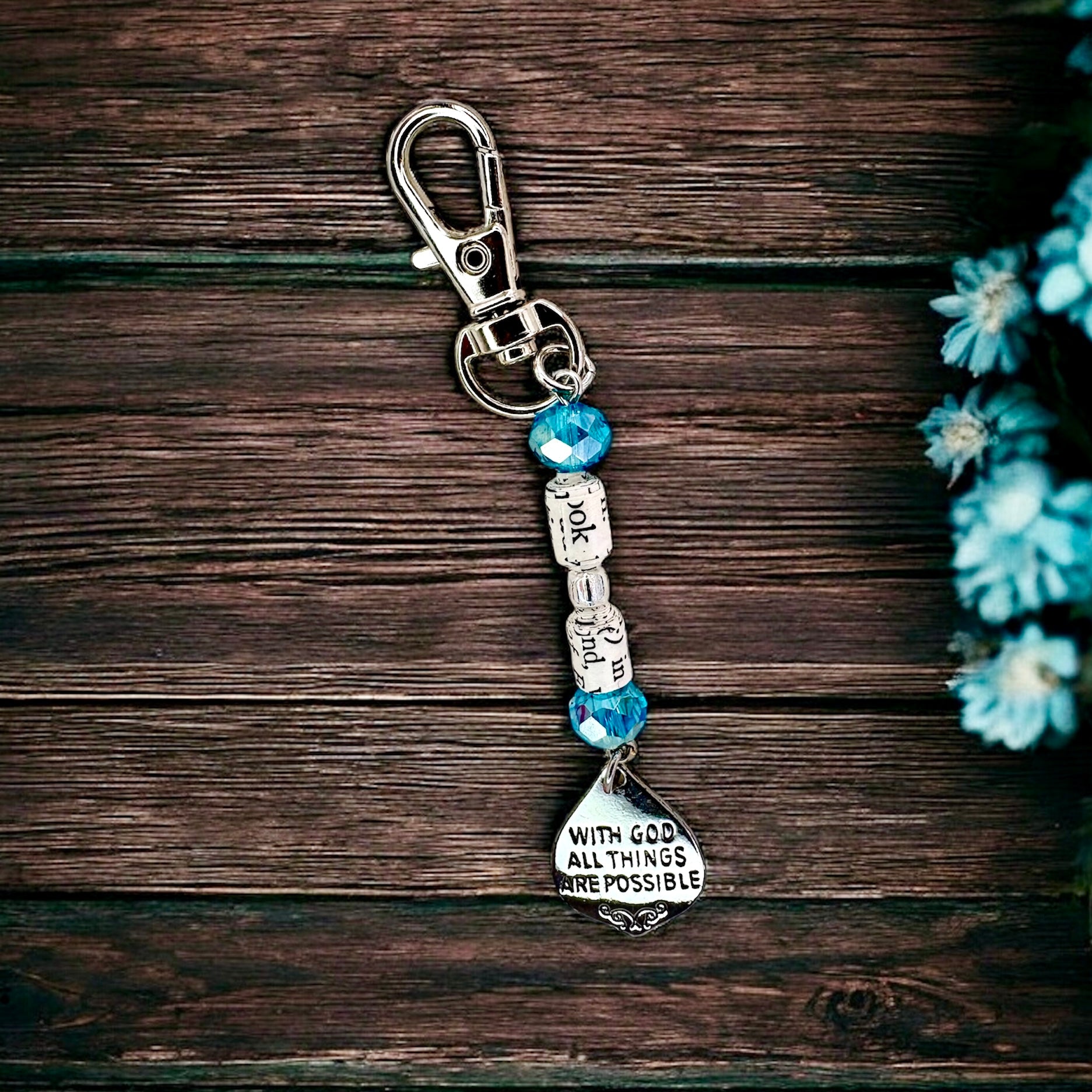 Mountain-Blue Faith Keychain
