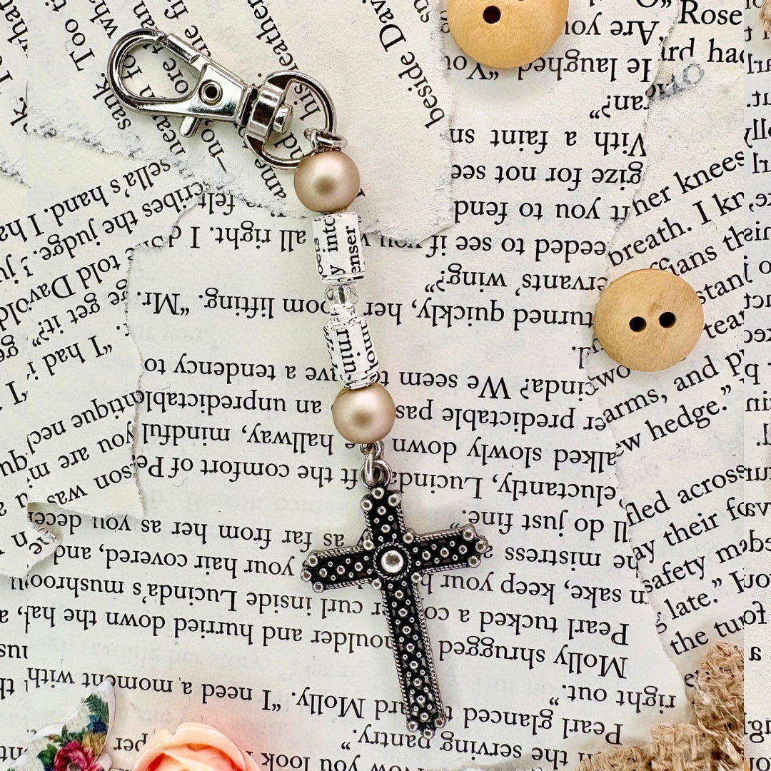 Tan "Cross" Keychain